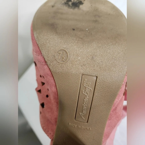 American Eagle Cutout Suede Open Toe Mules Pink Size‎ 7.5 - Picture 5 of 8